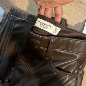 Abercrombie & Fitch Dark Brown Leather Trousers